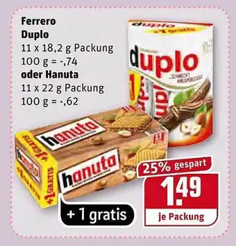 REWE Kaufpark Ferrero Duplo Oder Hanuta Angebot