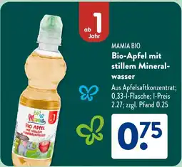Aldi Süd MAMIA BIO Bio-Apfel mit stillem Mineralwasser Angebot