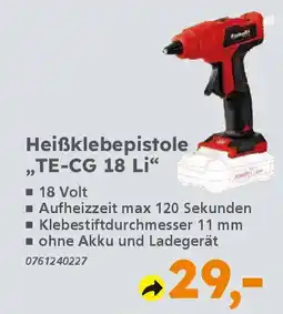 Globus Baumarkt Einhell Heißklebepistole "TE-CG 18 Li❝ Angebot