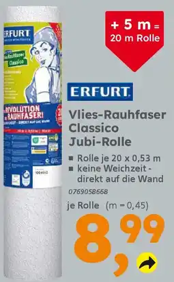 Globus Baumarkt ERFURT Vlies-Rauhfaser Classico Jubi-Rolle Angebot