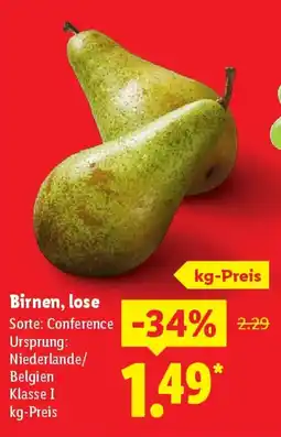 Lidl Birnen, lose Angebot