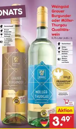 Netto Marken-Discount Weingold Grauer Burgunder Rivaner Angebot