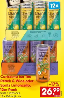 Netto Marken-Discount Pfanner Carissima Ice Tea Peach & Wine Spritz Angebot