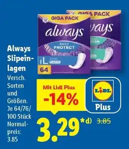 Lidl Always Slipein lagen Angebot