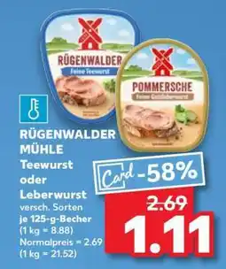 Kaufland RÜGENWALDER MÜHLE Teewurst oder Leberwurst Angebot