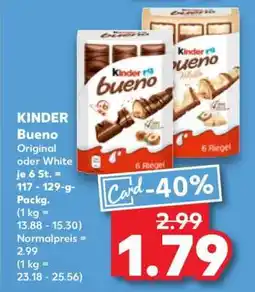 Kaufland KINDER Bueno Original oder White je 6 St. - 117 - 129-g-Packg Angebot