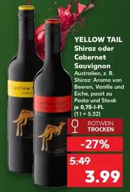Kaufland YELLOW TAIL Shiraz oder Cabernet Sauvignon Angebot