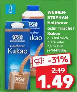 Kaufland WEIHENSTEPHAN Haltbarer oder frischer Kakao Angebot