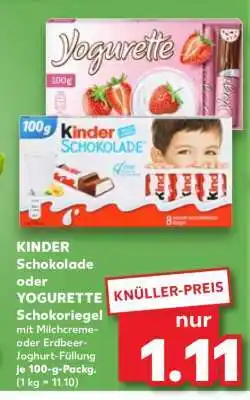 Kaufland KINDER Schokolade oder YOUGURETTE Schokoriegel Angebot
