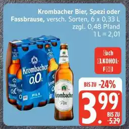 Edeka Krombacher Bier, Spezi oder Fassbrause Angebot
