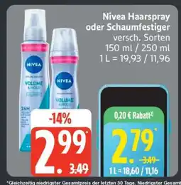 Edeka NIVEA Haarspray oder Schaumfestiger Angebot