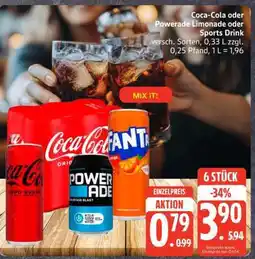 Edeka Coca-Cola oder Powerade Limonade oder Sports Drink Angebot