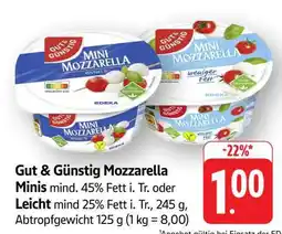 Edeka Gut&Günstig Mozzarella Minis Angebot