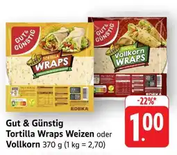 Edeka Gut & Günstig Tortilla Wraps Weizen oder Vollkorn Angebot