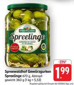 Edeka Spreewaldhof Gewürzgurken Spreelinge Angebot