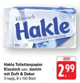 Edeka Hakle Toilettenpapier Klassisch oder Jasmin mit Duft & Dekor Angebot