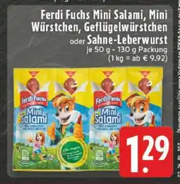 Edeka Ferdi Fuchs Mini Salami, Mini Würstchen, Geflügelwürstchen oder Sahne-Leberwurst Angebot