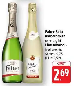 Edeka Faber Sekt halbtrocken oder Light Live alkoholfrei Angebot