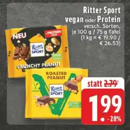 Edeka Ritter Sport vegan oder Protein Angebot