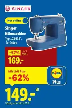 Lidl Singer Nähmaschine Typ „C5635“ Angebot