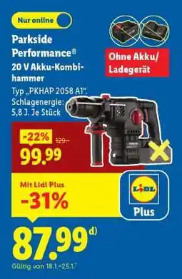 Lidl Parkside Performance 20 V Akku-Kombihammer Angebot