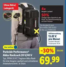 Lidl Parkside Performance Akku-Rucksack 20 V/40 V Angebot