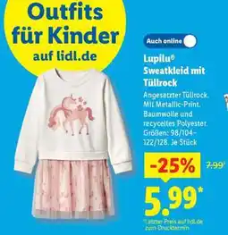 Lidl Lupilu Sweatkleid mit Tüllrock Angebot