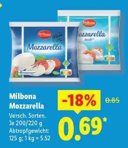 Lidl Milbona Mozzarella Angebot