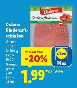 Lidl Dulano Rindersaftschinken Angebot