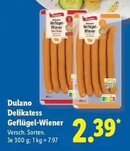 Lidl Dulano Delikatess Geflügel-Wiener Angebot