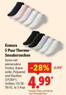 Lidl Esmara 5 Paar Thermo-Sneakersocken Angebot