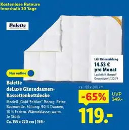 Lidl Balette deLuxe Gänsedaunen-Kassettenbettdecke Angebot