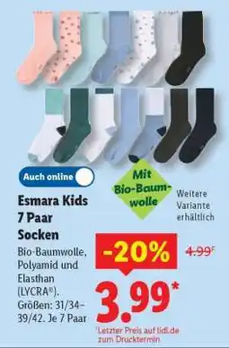 Lidl Esmara Kids 7 Paar Socken Angebot