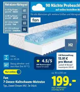 Lidl fan 7-Zonen-Kaltschaum-Matratze Angebot