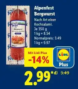 Lidl Alpenfest Bergwurst Angebot