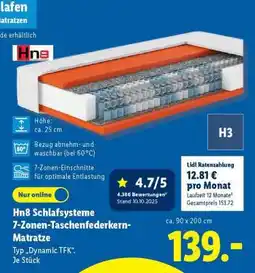 Lidl Hn8 Schlafsysteme 7-Zonen Taschenfederkern-Matratze Angebot