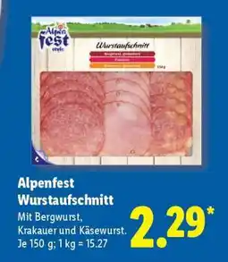 Lidl Alpenfest Wurstaufschnitt Angebot