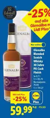Lidl Glenalba Blended Scotch Whisky 30 Jahre PX Cask Finish Angebot