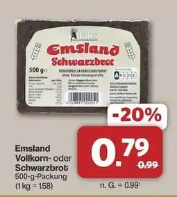 Famila Nord Ost Emsland Vollkorn- oder Schwarzbrot Angebot
