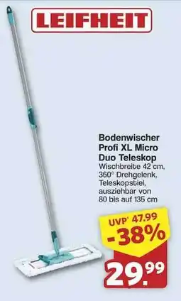 Famila Nord Ost LEIFHEIT Bodenwischer Profi XL Micro Duo Teleskop Angebot