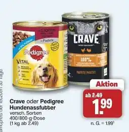 Famila Nord Ost Crave oder Pedigree Hundenassfutter Angebot