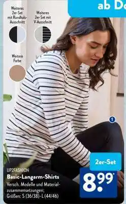 Aldi Süd UP2FASHION Basic-Langarm-Shirts Angebot