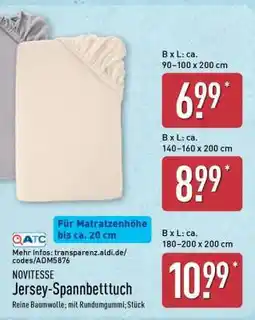 Aldi Nord NOVITESSE Jersey-Spannbetttuch Angebot