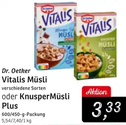 KONSUM Dr. Oetker Vitalis Müsli oder KnusperMüsli Plus Angebot
