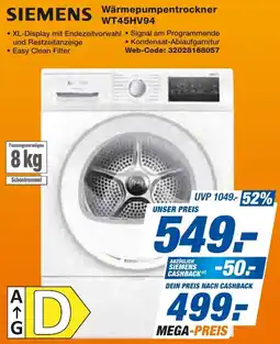 expert Techno Land SIEMENS Wärmepumpentrockner WT45HV94 Angebot