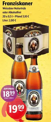 Getränke Hoffmann Franziskaner Weissbier Naturtrüb oder Alkoholfrei Angebot