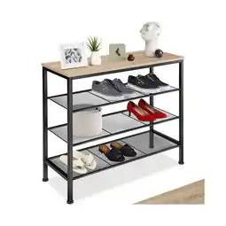 Netto Marken-Discount tectake Schuhregal, Industrial Style, Ablage und 3 Gitterablagen, 80,5 x 30,5 x 72,5 cm Angebot