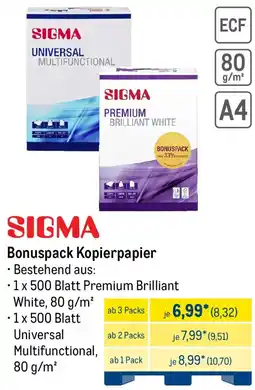 METRO SIGMA Bonuspack Kopierpapier Angebot