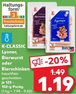 Kaufland K-CLASSIC Lyoner, Bierwurst oder Bierschinken Angebot