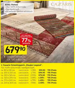 XXXLutz Cazaris orientteppich „ziegler legend“ ca. 80 x 130 cm Angebot